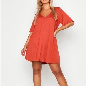 Boohoo orange T-shirt dress